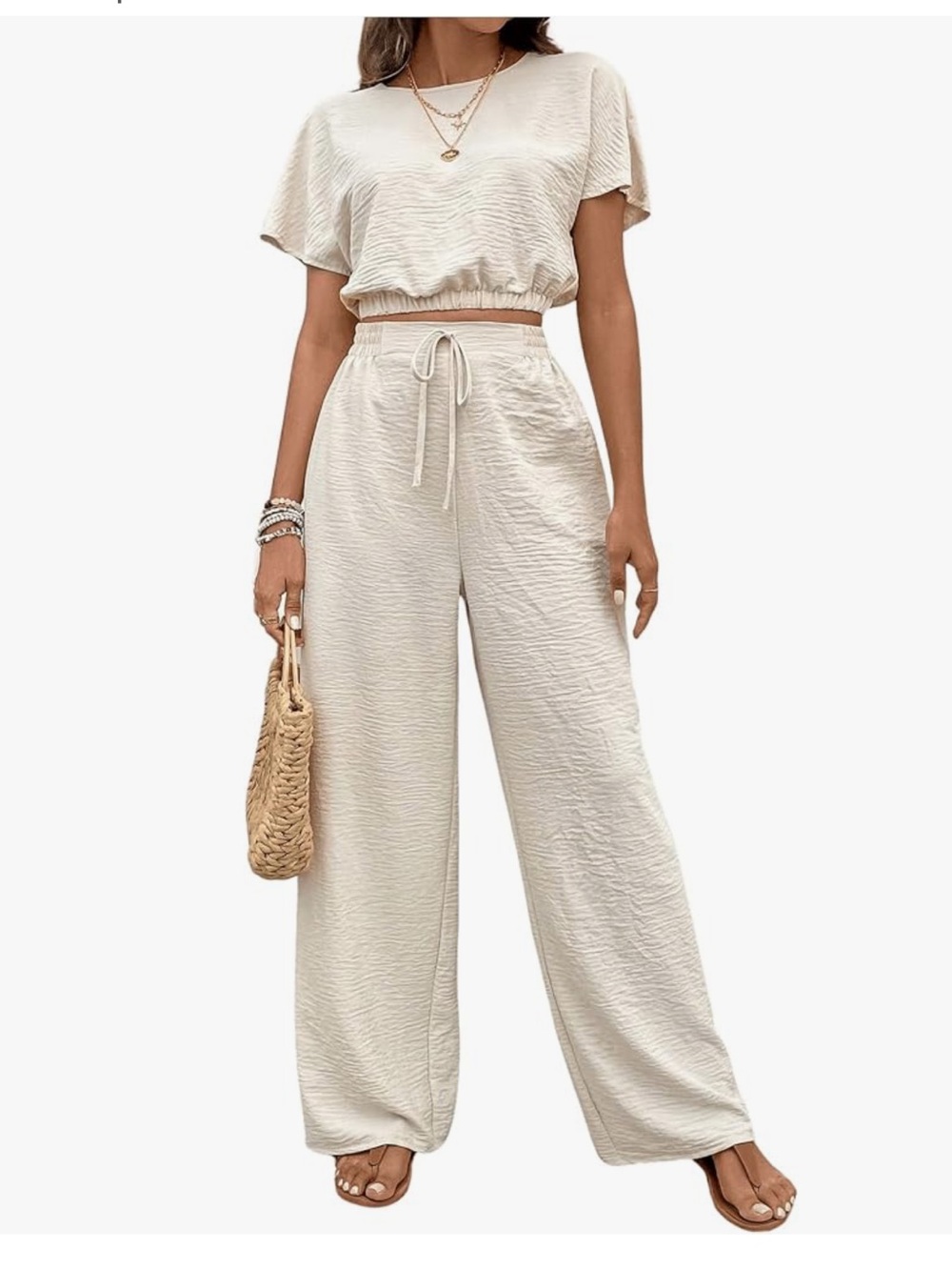 Wide leg matching pant set